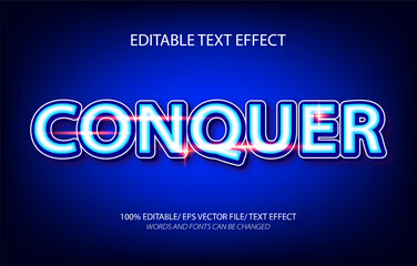 Conquer editable text effect, 3D editable text template.	
