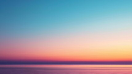 Obraz premium Minimal skies concept. A serene landscape featuring a pastel gradient sky over tranquil waters at sunset.