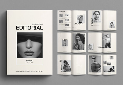 Editorial Lookbook Brochure Template Design Layout