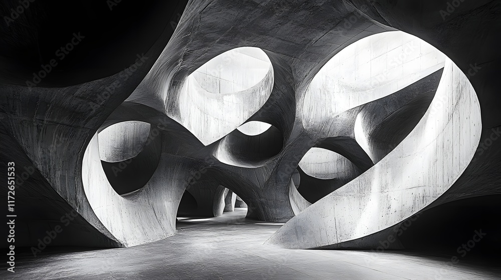 Poster abstract black and white backgrounds. black and white photo showcasing abstract architectural design