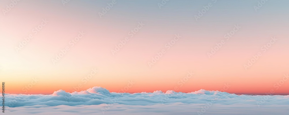 Poster minimal skies concept. a serene view of clouds beneath a pastel sunset sky, evoking calm and tranqui