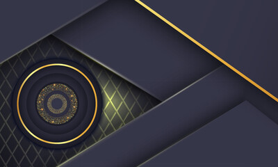 Elegant Golden Circle Luxury Background. copy space lighting sparkle glowing dots particle vector.
