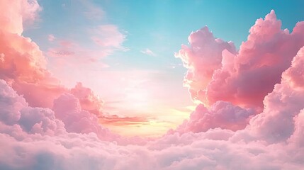 Minimal skies concept. A vibrant sunset view with pink and blue clouds over a serene sky.