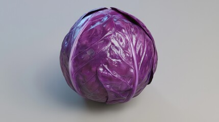 Fototapeta premium Fresh purple cabbage placed on a clean surface ready for preparation in a kitchen setting