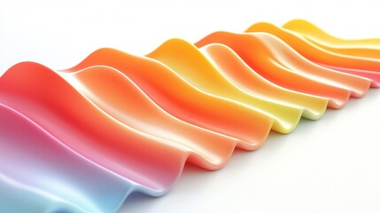 Vibrant flowing waves of color create a mesmerizing visual experience in a minimalist setting