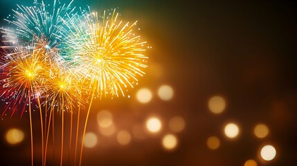 Vibrant Fireworks Display in Night Sky