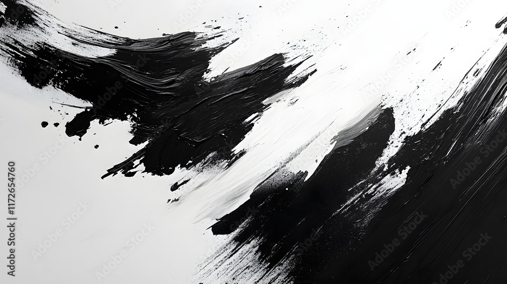Aufkleber abstract black and white backgrounds. bold black and white brushstrokes create a dynamic abstract pa