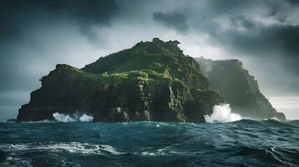 waves crashing on rocks