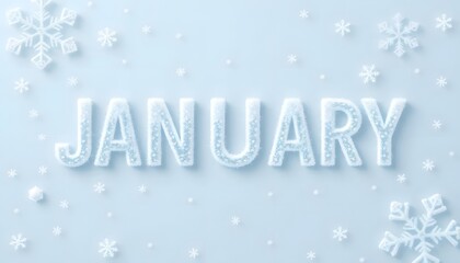 Soft Snowflakes and Bold January Typography in a Cool, Frosty Winter Design