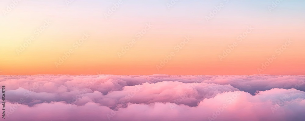Aufkleber minimal skies idea. a serene view of soft clouds illuminated by a vibrant sunset glow.