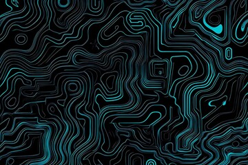 Abstract close-up of a glowing blue digital circuit board, showcasing intricate connections and technological design on a black background.
