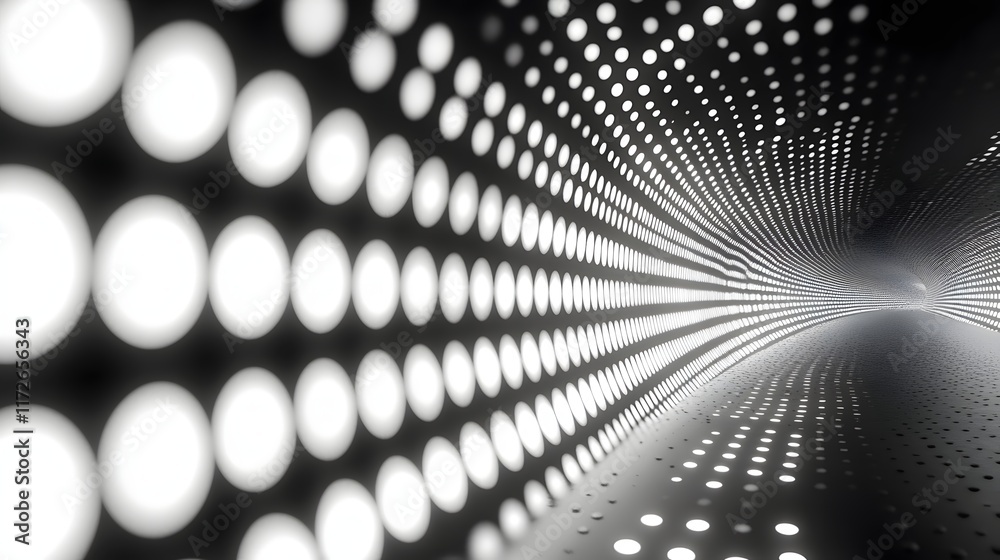 Leinwandbilder abstract black and white backgrounds. a captivating digital art piece featuring a tunnel of white do