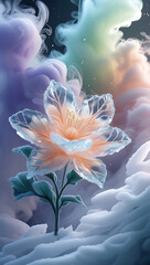 Fototapeta premium beautiful soft kamboja flower on icy background, created by geneative ai