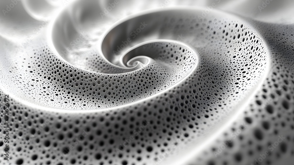 Poster Abstract Black and White Backgrounds. Mesmerizing grayscale spiral vortex. Digital art featuring a textured surface and captivating light play.