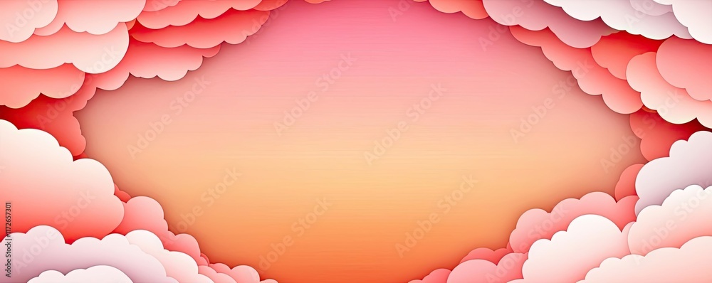 Aufkleber minimal skies idea. a vibrant illustration of fluffy clouds with a warm gradient background.