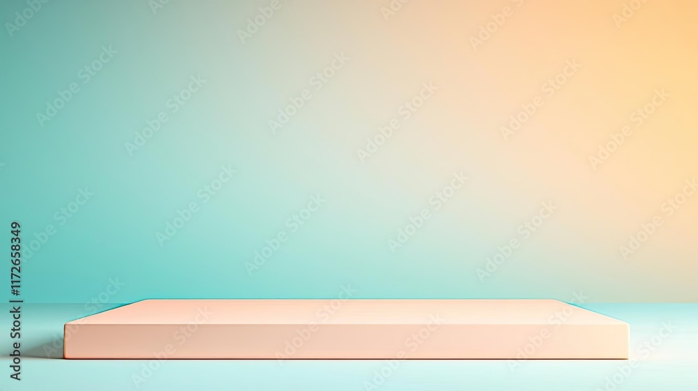 Poster Minimal skies idea. A minimalist display platform against a soft gradient background for product showcasing.
