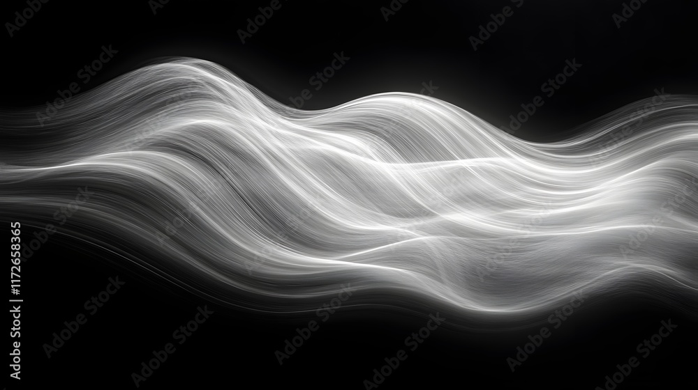 Poster abstract black and white backgrounds. a grayscale abstract image showcasing flowing, wavy lines agai