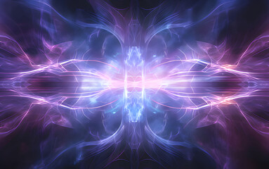 Obraz premium a purple and pink abstract fractal image with a purple and green pattern. Generative AI