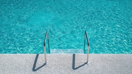 Diving off a pristine diving board into a crystal clear swimming pool refreshing summer leisure in a serene environment