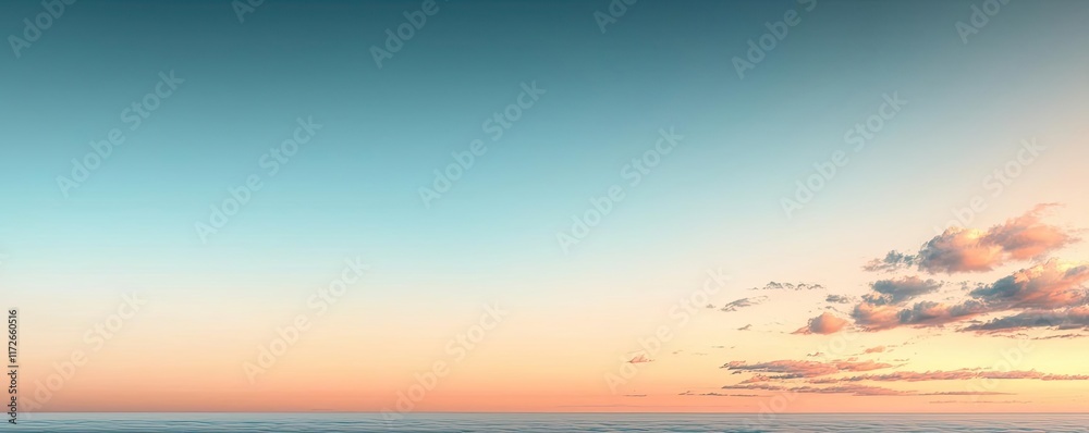 Poster minimal skies concept. a breathtaking sunset with a gradient sky and serene ocean view.