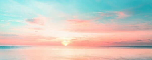 Minimal skies concept. A serene sunset over calm waters, blending vibrant colors into a tranquil sky.