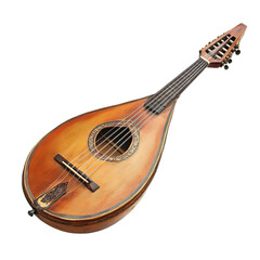 Portuguese mandolin stringed musical instrument pear shaped isolated on a white background