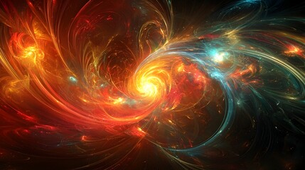 Fototapeta premium Mesmerizing Cosmic Swirls of Vibrant Fractal Energy Explosion in Dynamic Abstract Artwork