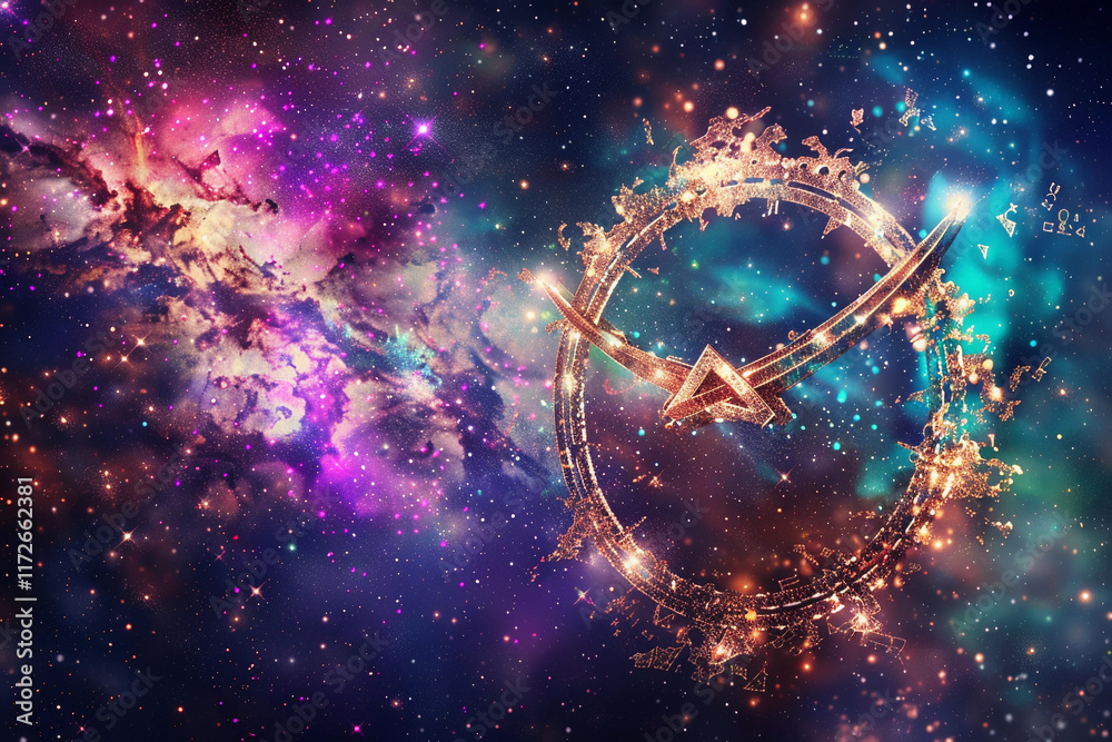 Canvas Prints astrological abstract composition with empty starry sky for zodiac sign symbol, abstract vivid compo
