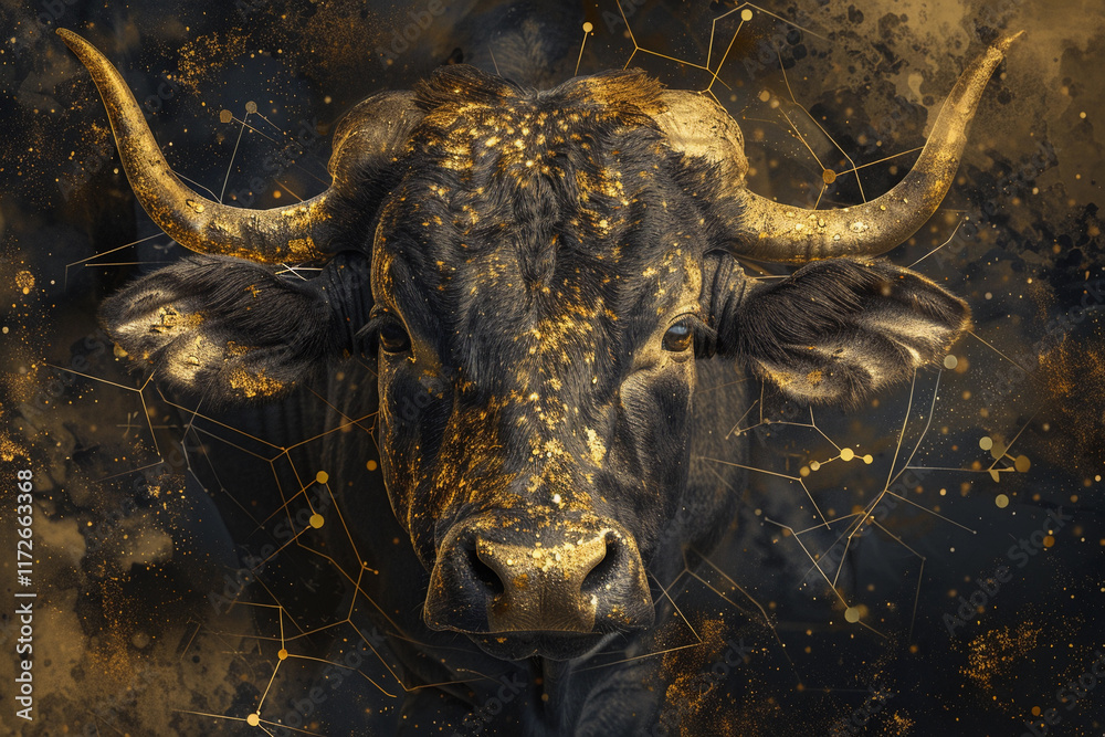 Canvas Prints astrological abstract composition with concept of taurus zodiac sign symbol, abstract vivid composit