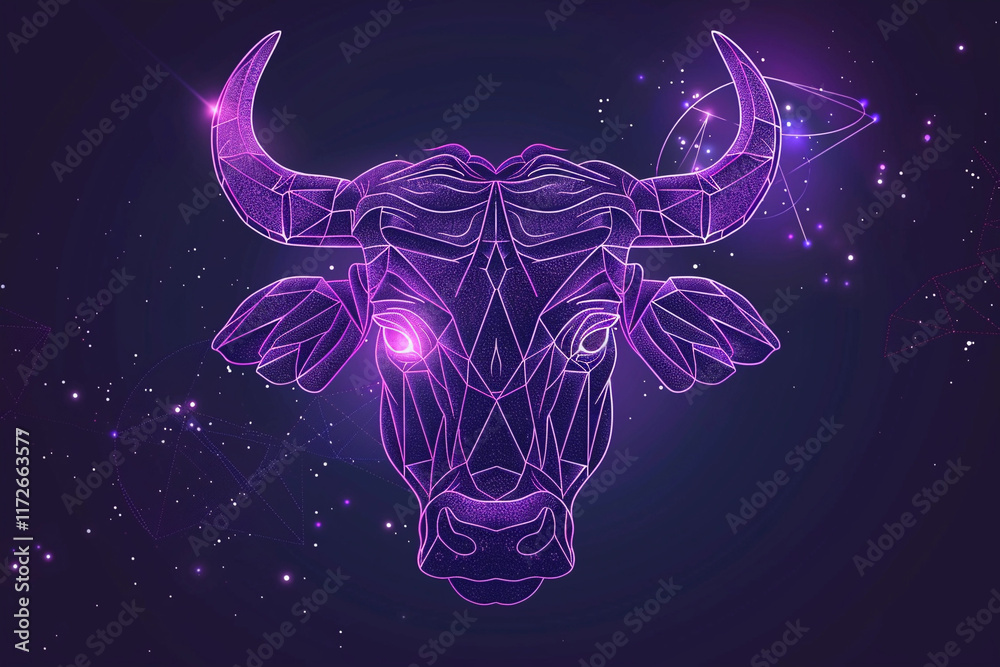 Canvas Prints astrological abstract composition with concept of taurus zodiac sign symbol, abstract vivid composit