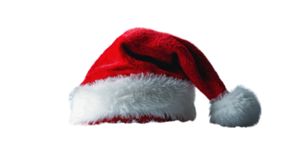 Santa hat on a clean white background, simple design emphasizes festive spirit and holiday cheer, perfect for seasonal themes