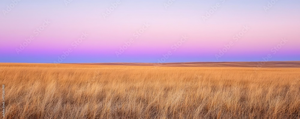 Poster minimal skies idea. a serene landscape featuring golden fields under a vibrant twilight sky.