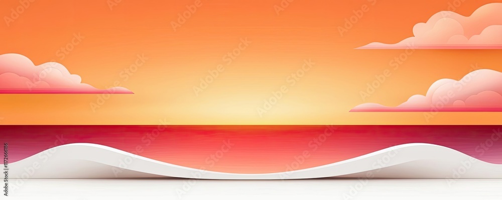 Poster minimal skies idea. a stunning sunset over the ocean with soft waves and colorful sky.