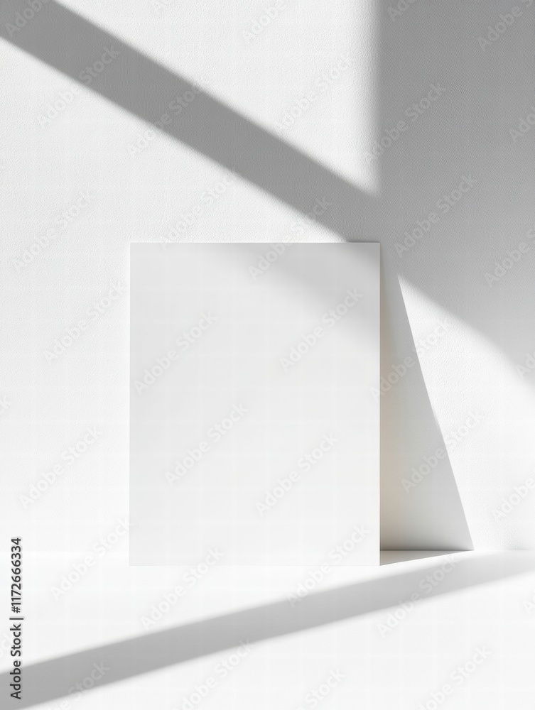 Aufkleber White sheet of paper positioned against a bright background with soft shadows creating an elegant atmosphere. Generative AI