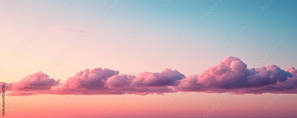 Poster Minimal skies idea. A tranquil sunset sky with soft clouds and vibrant colors creating a serene atmosphere.