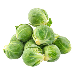 Fototapeta premium Pile of green brussels sprouts fresh healthy vegetables isolated on a white background