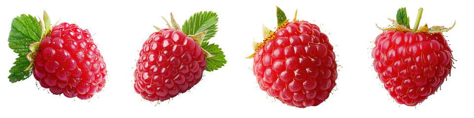Vibrant Red Raspberries Freshly Picked Organic Berries with Green Leaves Resting on a Natural Background Healthy Nutritious and Delicious Summer Fruit Concept