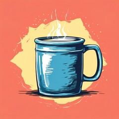 the AI Image Generator, Blue Artistic Mug Illustration With Textured