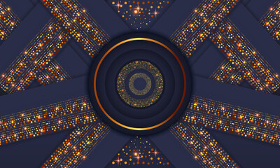 Elegant Golden Circle Luxury Background. copy space lighting sparkle glowing dots particle vector.