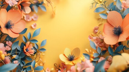 Obraz premium Floral Delight: A Symphony of Peach and Yellow Blossoms