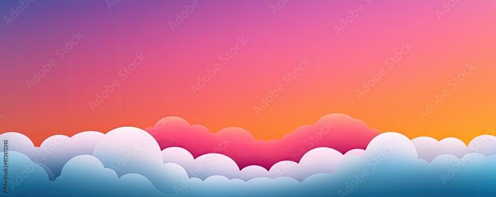 Poster minimal skies idea. colorful clouds at sunrise create a serene and vibrant atmosphere.
