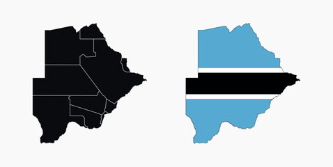 Botswana Map vector icon. Map of Botswana in Flag colors.