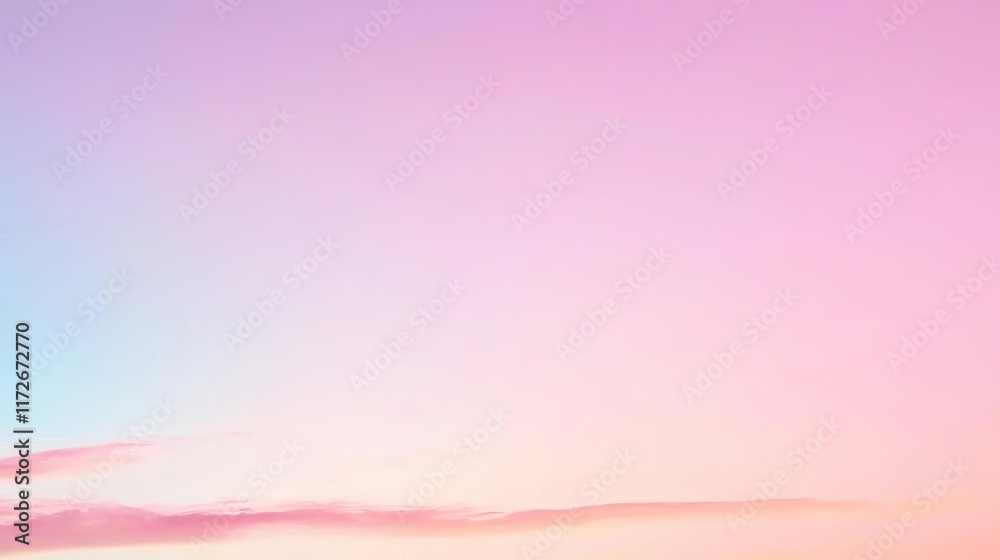 Poster minimal skies concept. a serene gradient sky features soft hues of pink and blue, perfect for calmin