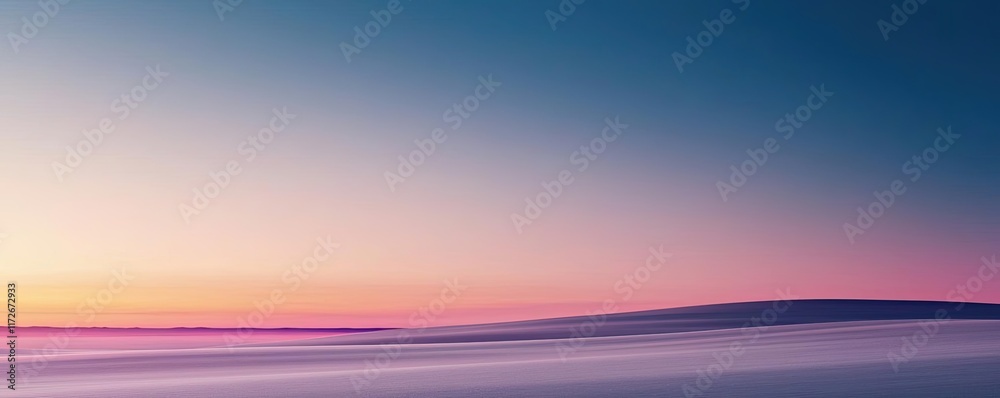 Poster minimal skies concept. a serene landscape with a smooth horizon and a colorful gradient sky at sunse
