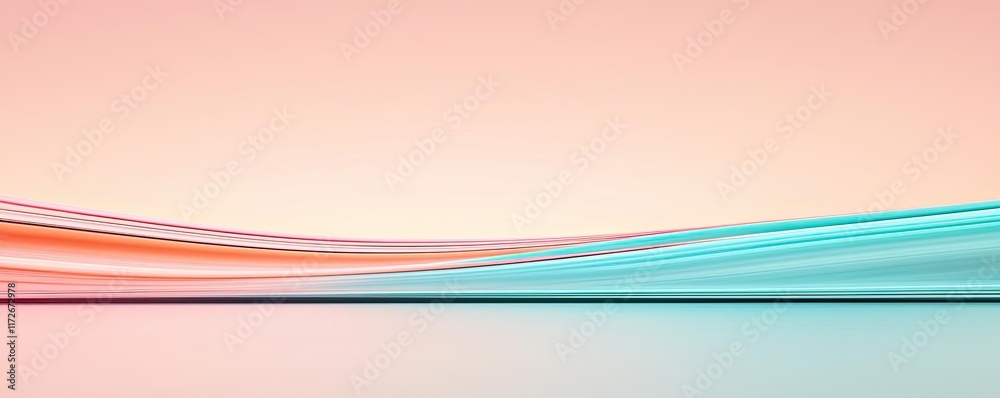 Poster Minimal skies idea. Abstract background with smooth curves in soft pastel colors, creating a tranquil feel.