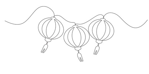 Chinese New Year vector. Chinese lantern line art style EPS 10