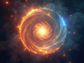 Obraz premium Fiery Vortex Abstract Art of Contrasting Elements, Fire and Ice Swirl