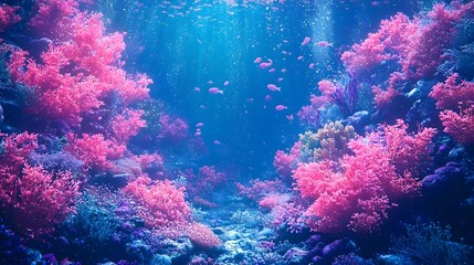 Naklejka premium Vibrant Coral Reef Teeming with Diverse and Captivating Marine Life in a Dreamlike Underwater Realm