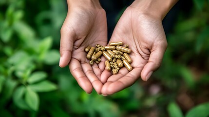 Herbal Capsules in Hands, Nature's Remedy