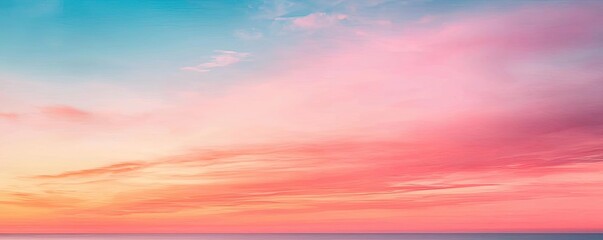 Obraz premium Minimal skies idea. A stunning sunset blending pink and blue hues over a tranquil ocean view.